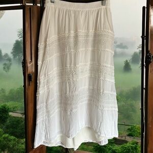 CLUB MONACO White‎ Minley Embroidered Skirt Boho Peasant Midi XS